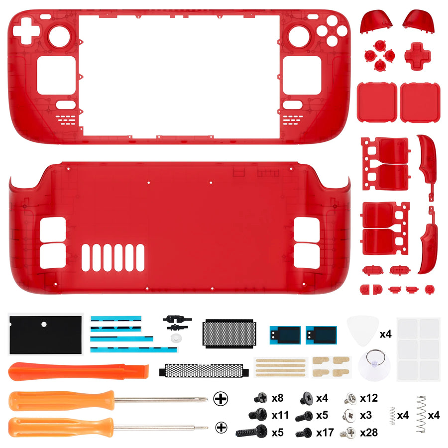 eXtremeRate full shell for Steam Deck LCD, translucent red — image 41