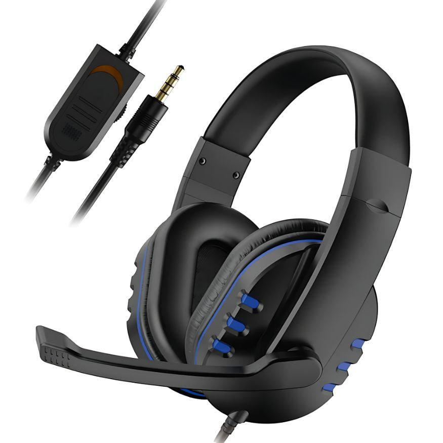 Casque PS4 de couleur bleu avec prise jack 3.5mm intégré