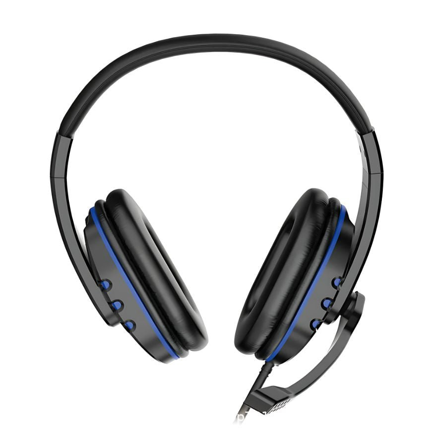 Casque PS4 filaire de couleur bleu face avant