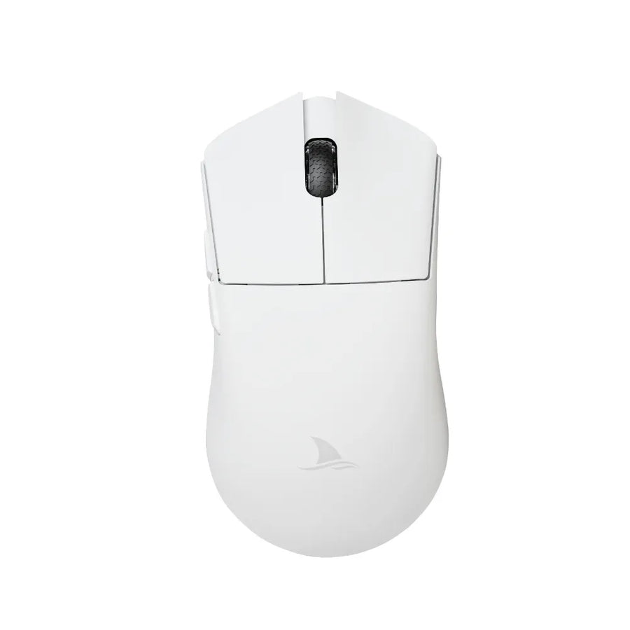 Vue avant de la souris Darmoshark M3 blanc