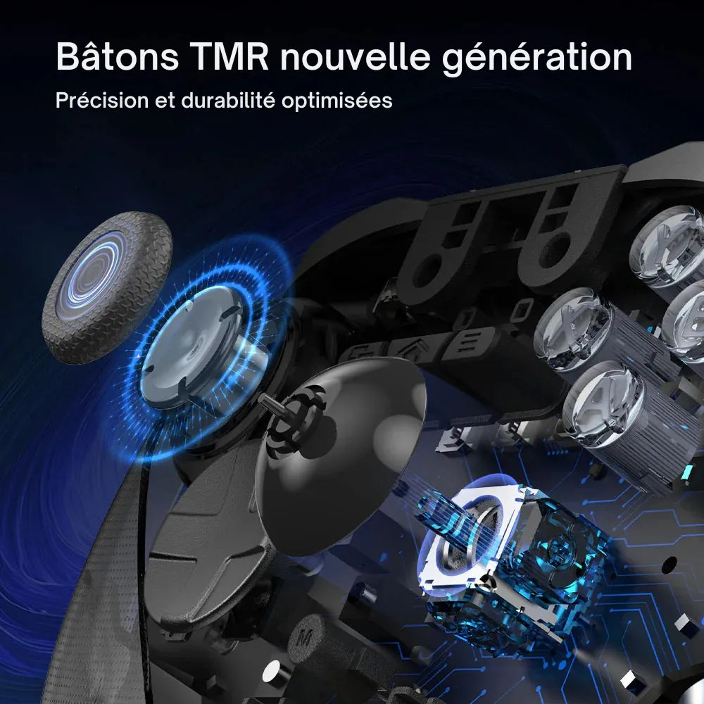 Bâtons TMR nouvelle génération pour EasySMX D10 Noir Manette gaming multiplateforme, précision et durabilité optimisées.