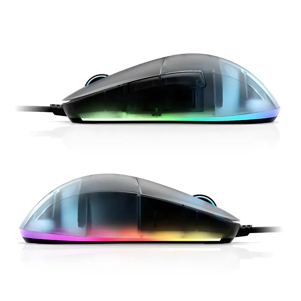 Souris Gamer Endgame Gear XM1 Dark Frost avec éclairage RGB dynamique et design ergonomique.