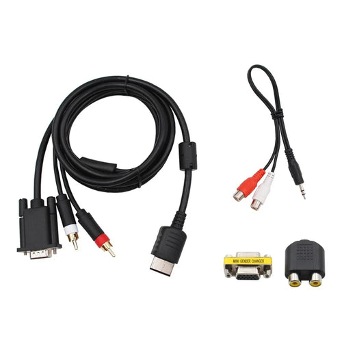VGA cable for Dreamcast — RCA audio, jack and female-female VGA adapters included