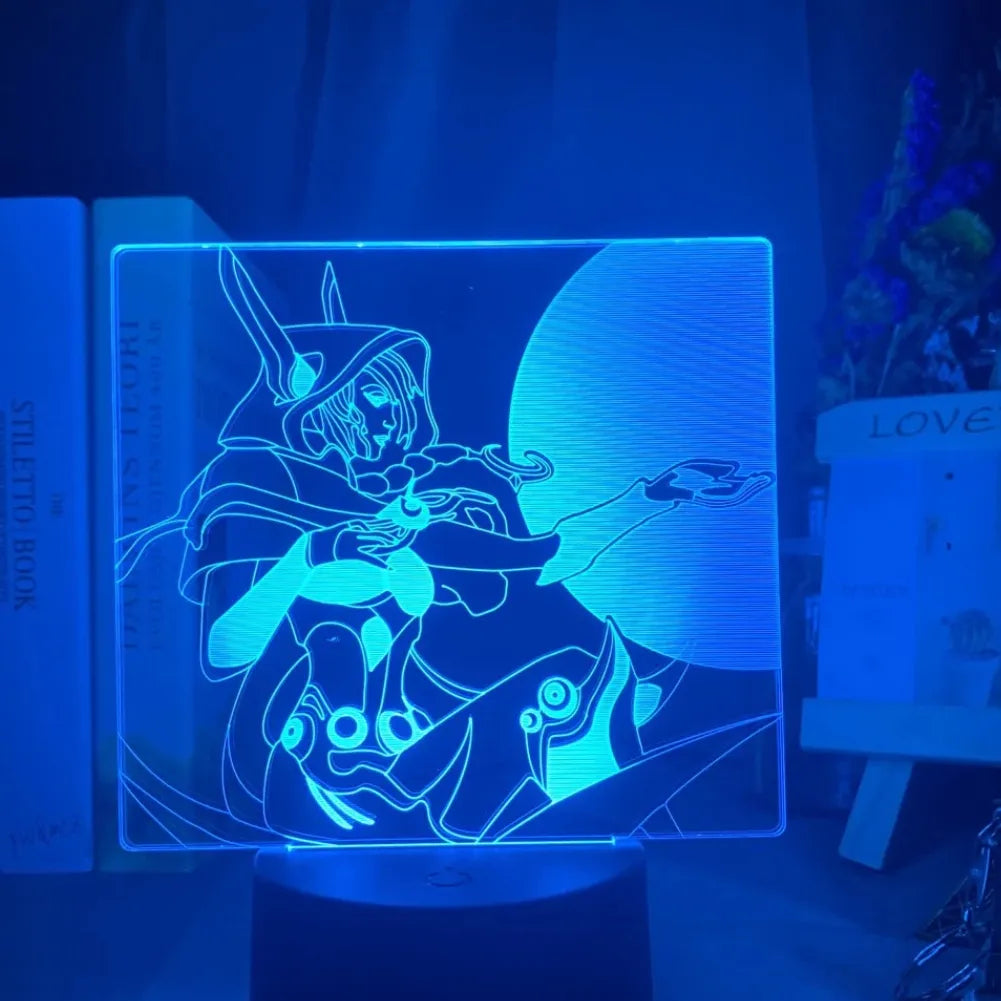 Lampe 3D LED Xayah de couleur bleu foncé