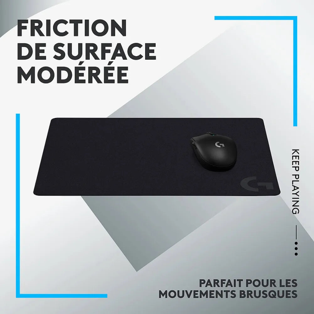 Tapis Logitech G G440 avec surface à friction modérée, parfait pour mouvements brusques durant le jeu.
