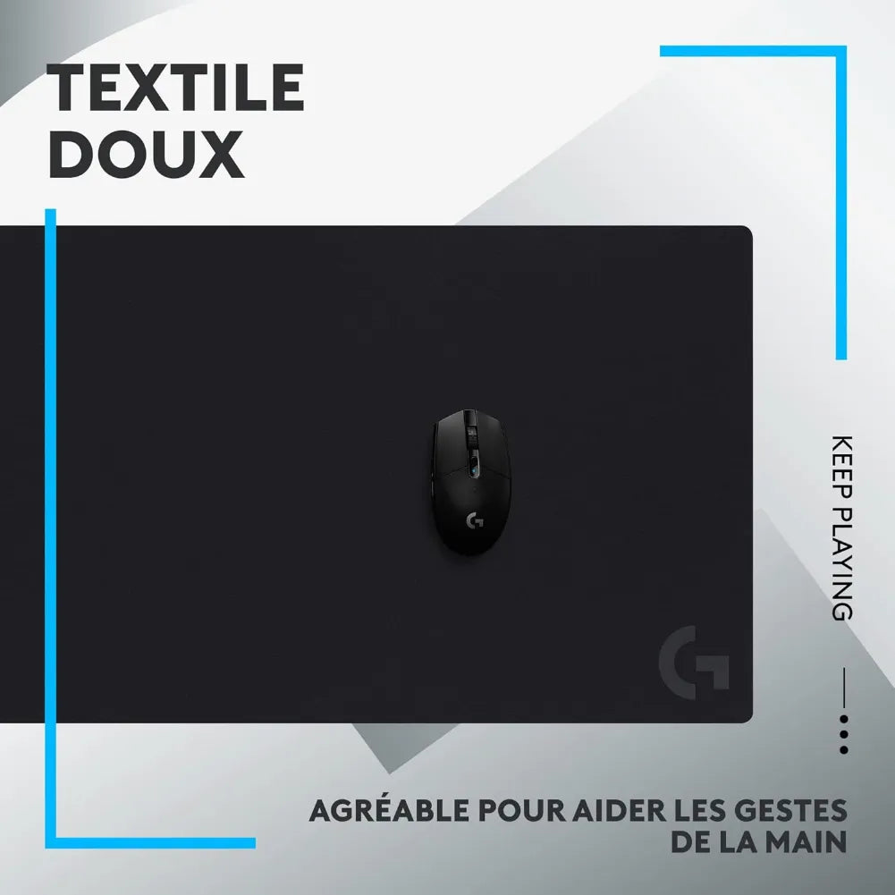 Tapis de souris Logitech G G840 en textile doux pour un contrôle optimal et des gestes précis.