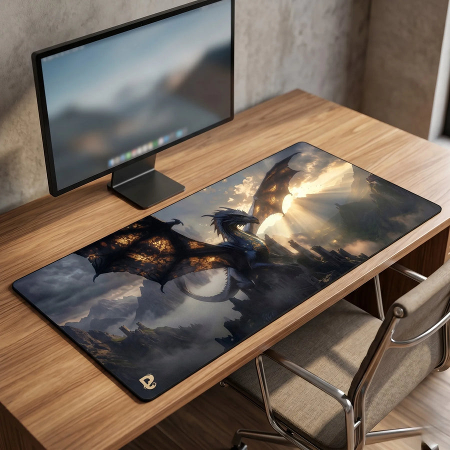 Tapis de souris XXL Dragon PopMyPad, coloris noir et or, visuel 2