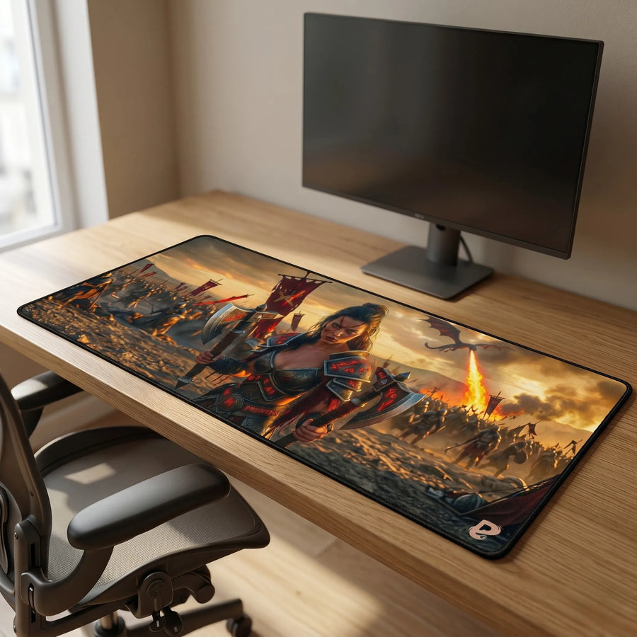Tapis de souris XXL Guerrière Fantasy PopMyPad, dragon runique, visuel 2