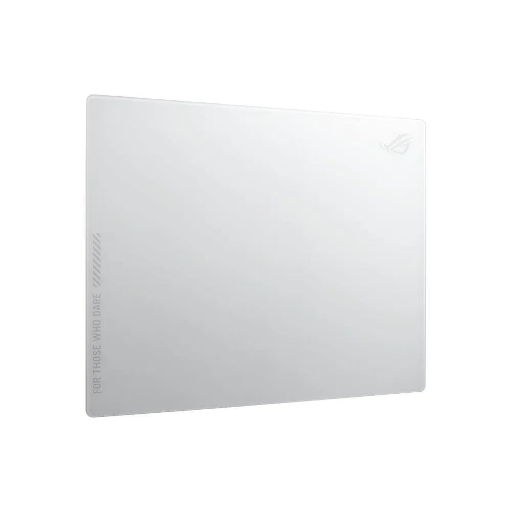 ROG Moonstone Ace L Blanc gaming mouse pad, tempered glass surface 500x400mm for ultimate precision.