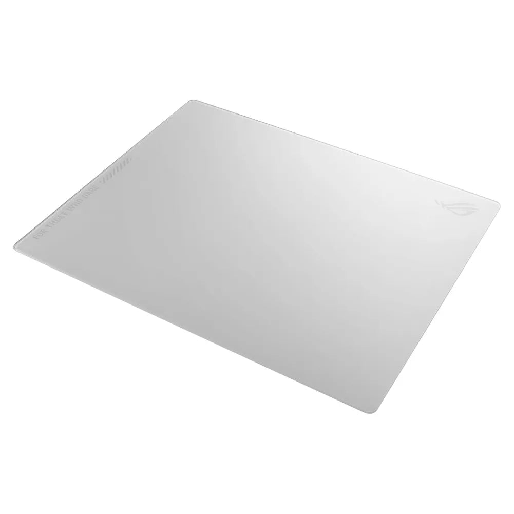 ROG Moonstone Ace L Blanc tapis de souris gaming en verre trempé, dimensions 500x400x4 mm, surface ultra-lisse.