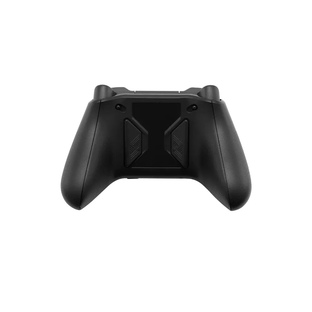 Vue arrière de la manette ROG Raikiri, avec gâchettes réglables et boutons personnalisables.