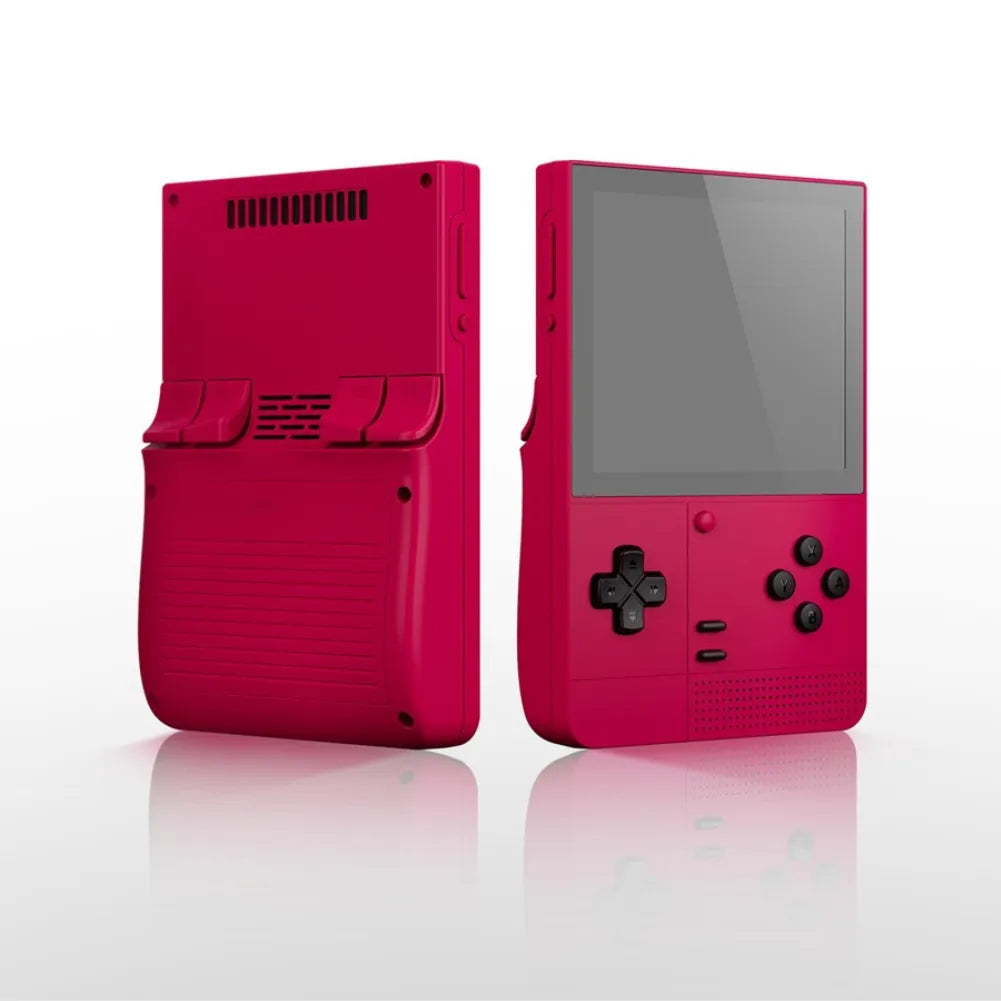 Retroid Pocket Classic - Console Android vue avant et arrière, couleur rose, écran AMOLED et design compact.