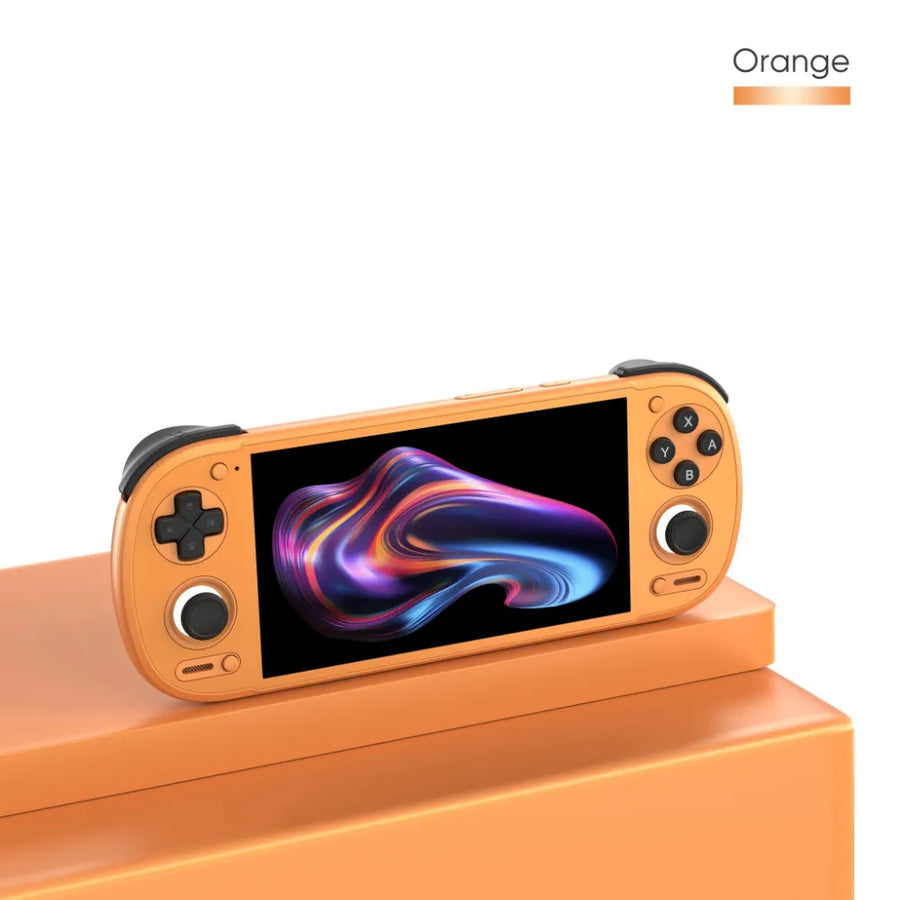 Retroid Pocket 6 orange, console portable rétro, dessus avec croix directionnelle