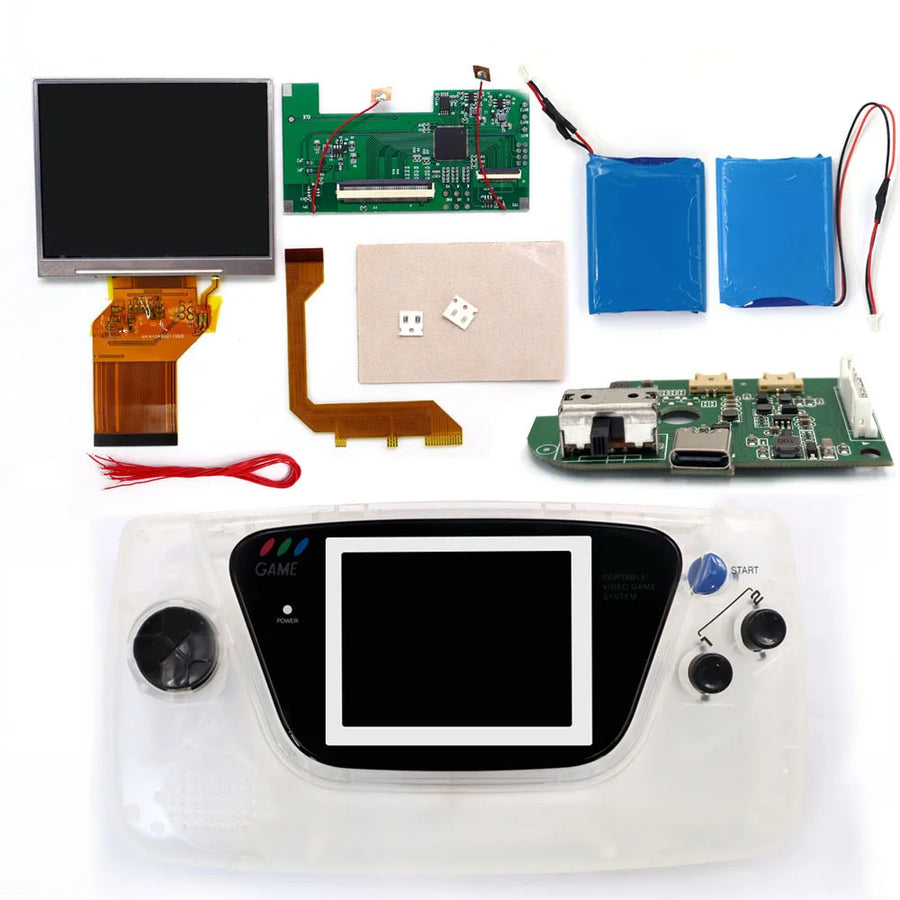 Hispeedido backlit screen kit for Game Gear, version with translucent white and black shell — image 15