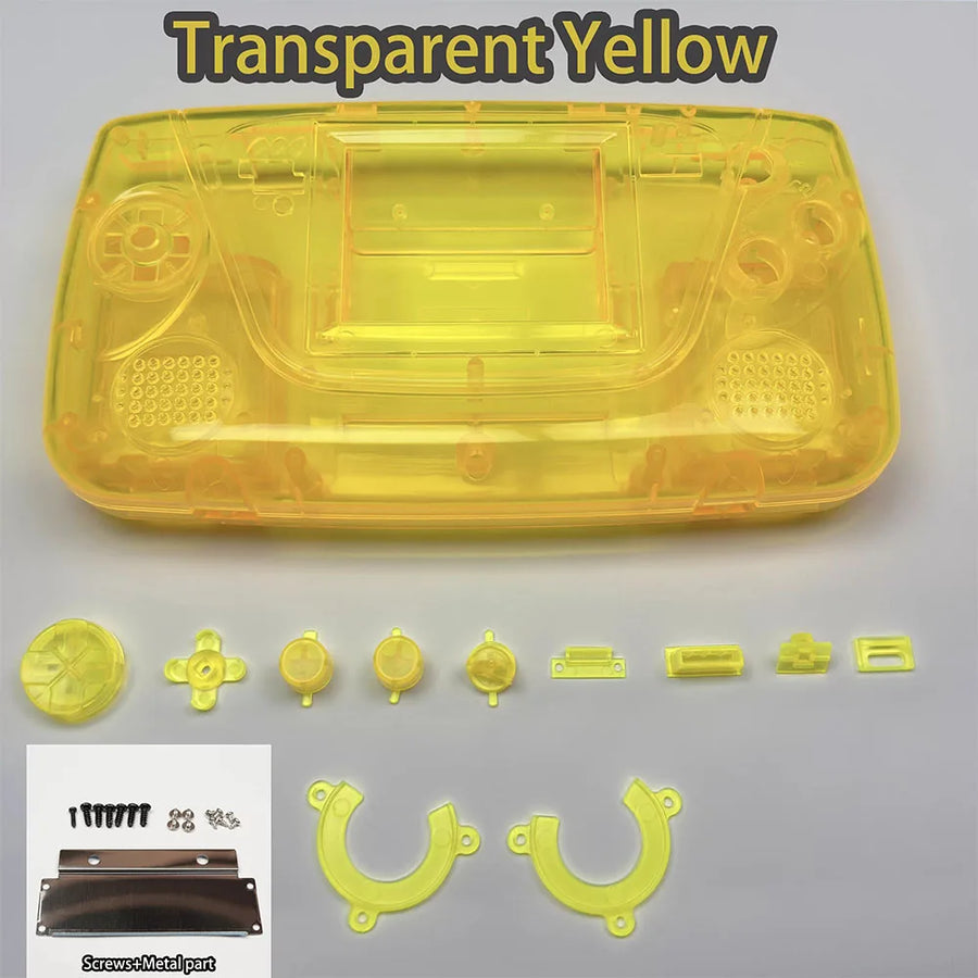 Game-Gear-Gehäuse (transparent gelb) mit Tasten