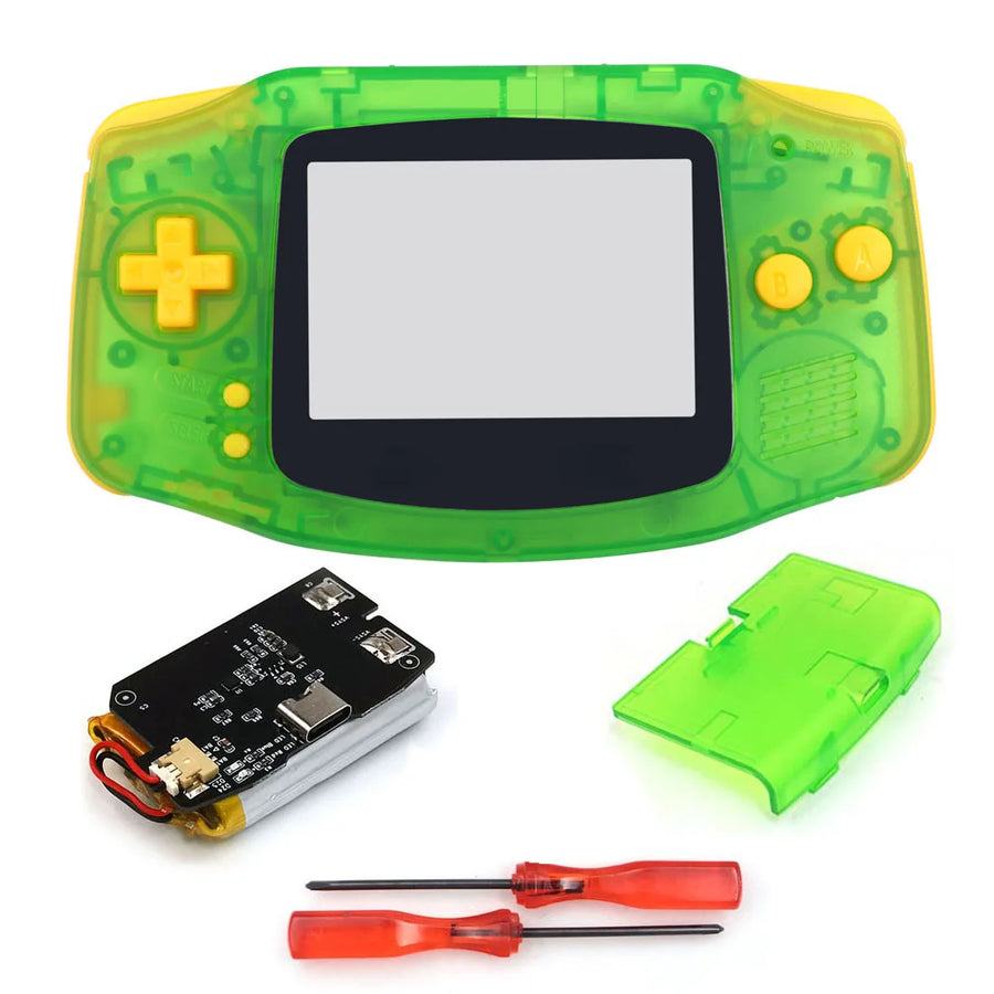 Hispeedido GBA shell with rechargeable battery, translucent green — image 10