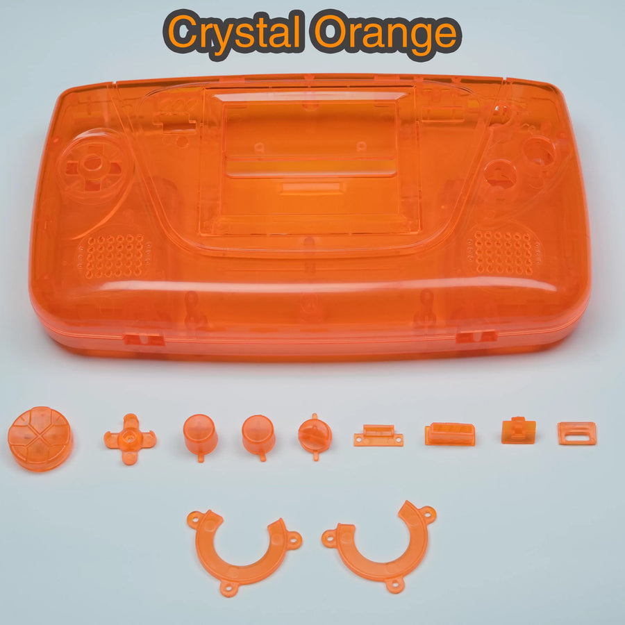 Premium-Game-Gear-Gehäuse (transparent orange) mit Tasten