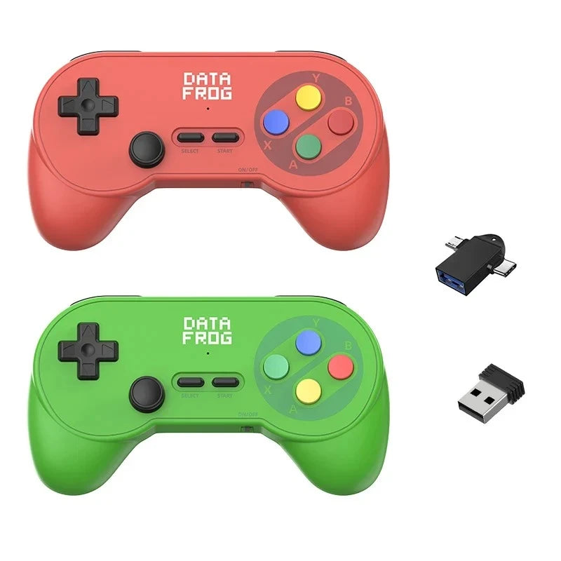 Manettes sans fil Data Frog PC07, coloris rouge et vert, nouvelle version