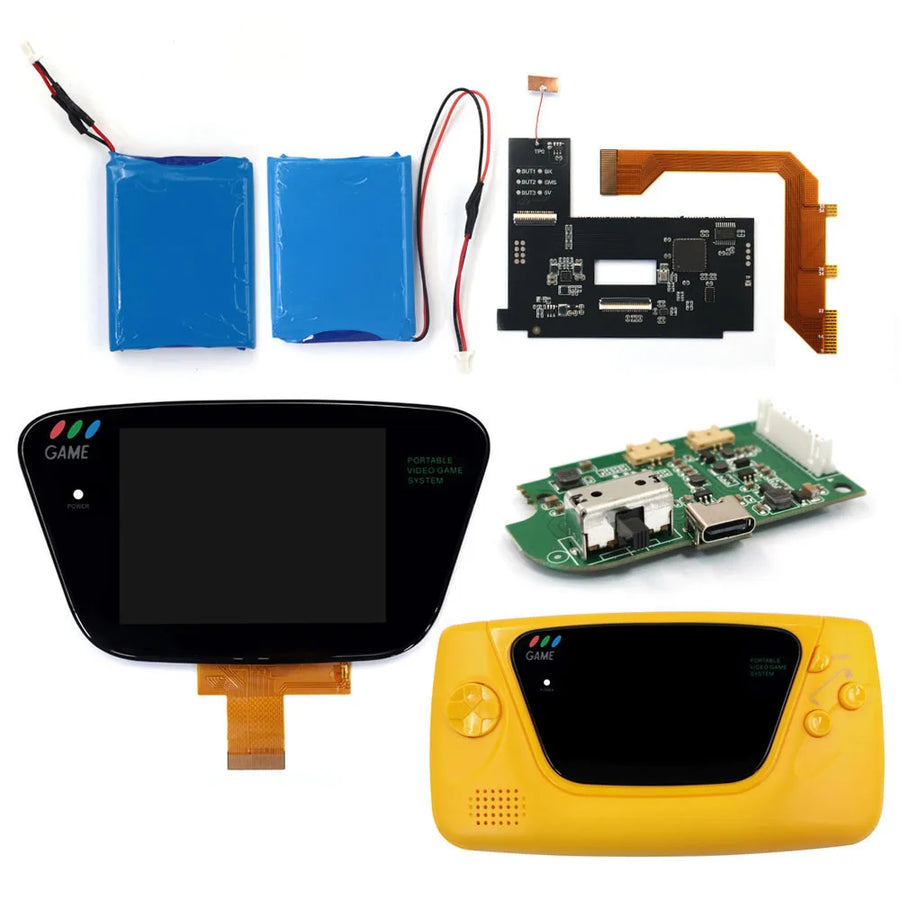 Game-Gear-IPS-Bildschirmkit mit Gehäuse (gelb) und Akku