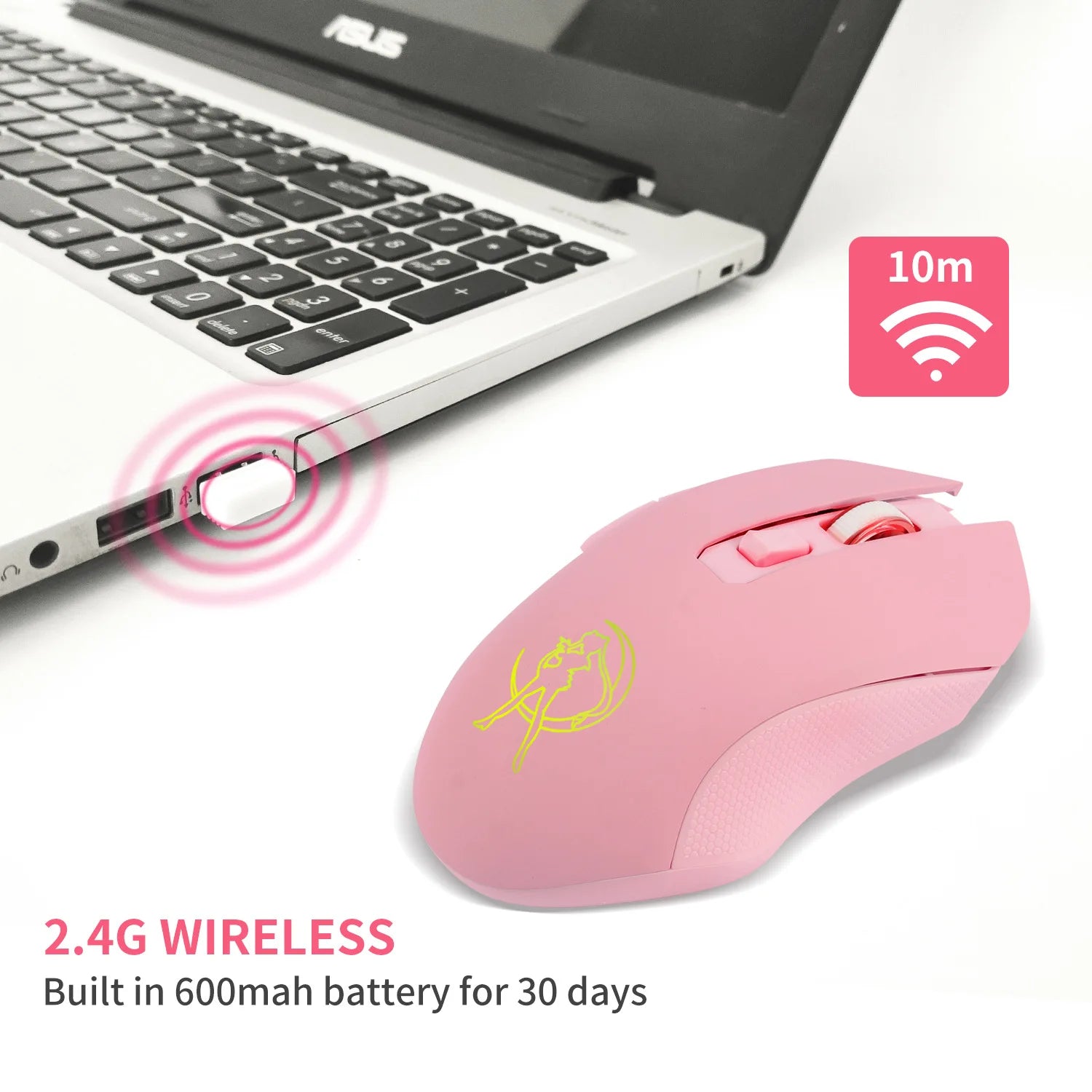 Souris Gaming Rose Sans-fil