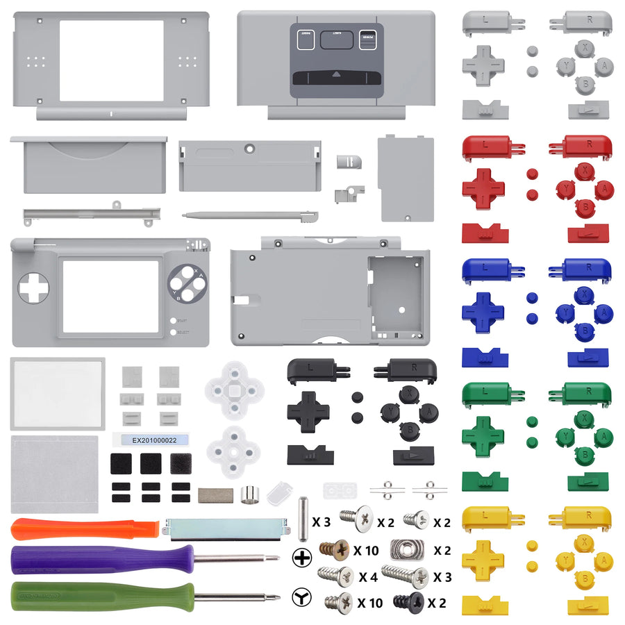 eXtremeRate full shell for DS Lite, grey with multicolour buttons — image 17