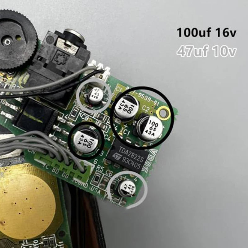 Capacitor values for the Game Gear power board