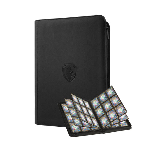 Zip 9-Pocket Card Binder — 360 Cards, Faux Leather Cover