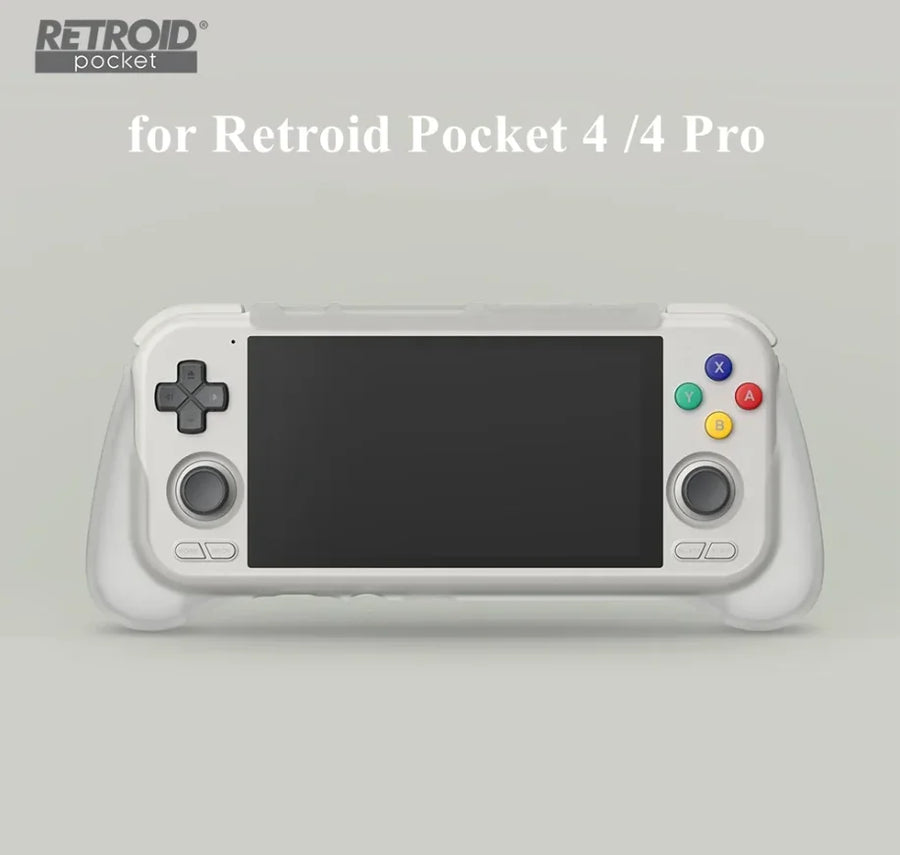 Grip ergonomique en TPU pour les consoles Retroid Pocket 4 et 4 Pro, coloris noir et blanc, visuel principal