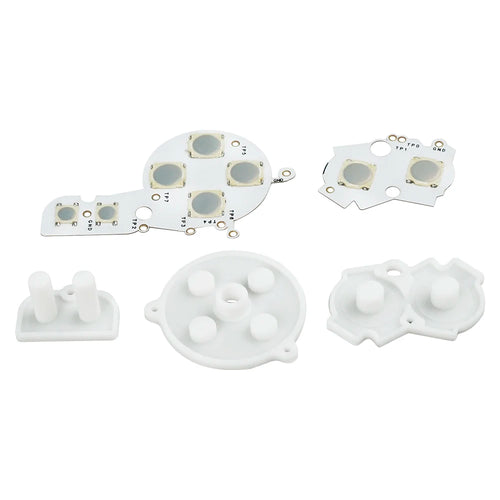 Tactile button membranes for Game Boy Advance — gold contacts and stainless steel springs, TicKnot