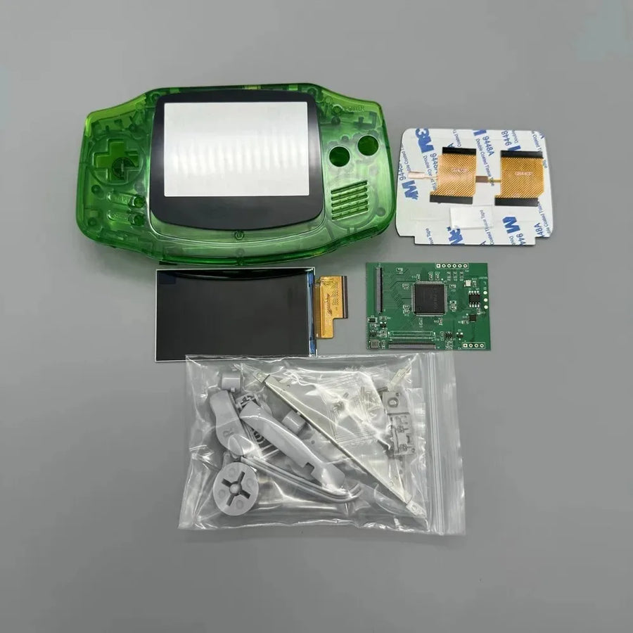 Kit écran IPS 2,9 pouces et coque de remplacement pour Game Boy Advance AGB-001 — Vert transparent