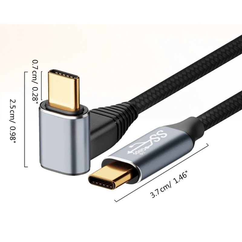 Câble USB-C vers USB-C coudé à 90°, charge 100 W et transfert 10 Gbps pour console portable — visuel 3