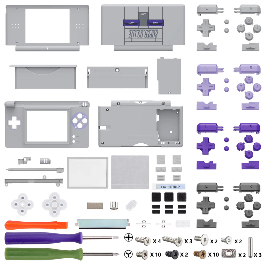 eXtremeRate full shell for DS Lite, grey and purple colour — image 18