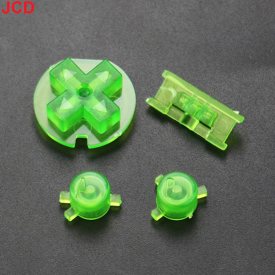 Jeu de boutons de remplacement pour Game Boy Color : A, B, croix directionnelle, Start et Select — Vert transparent