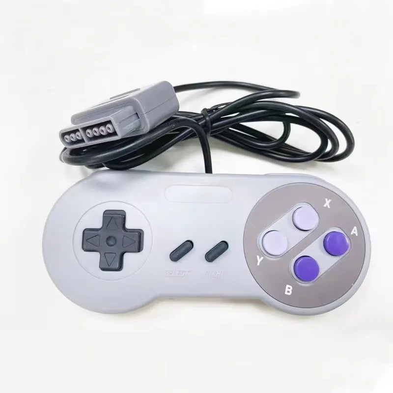 Wired SNES controller, purple buttons (American model)