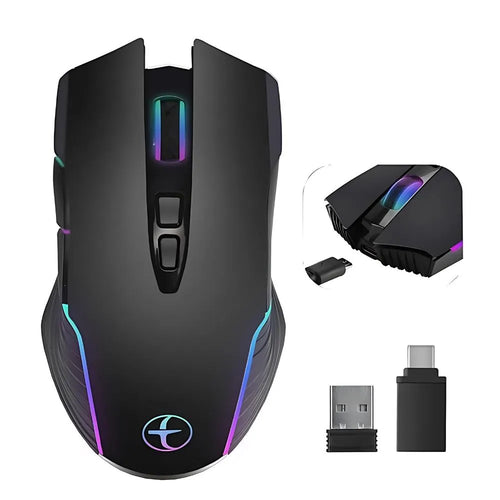 Kabellose RGB Gaming-Maus, leise - Jiggler-Modus