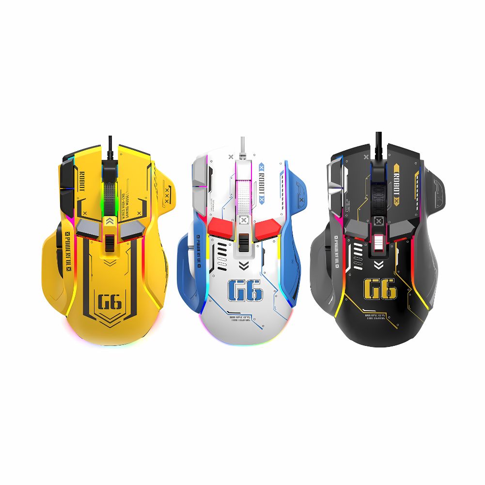 Souris Gaming Mecha Jaune Blanc Noir