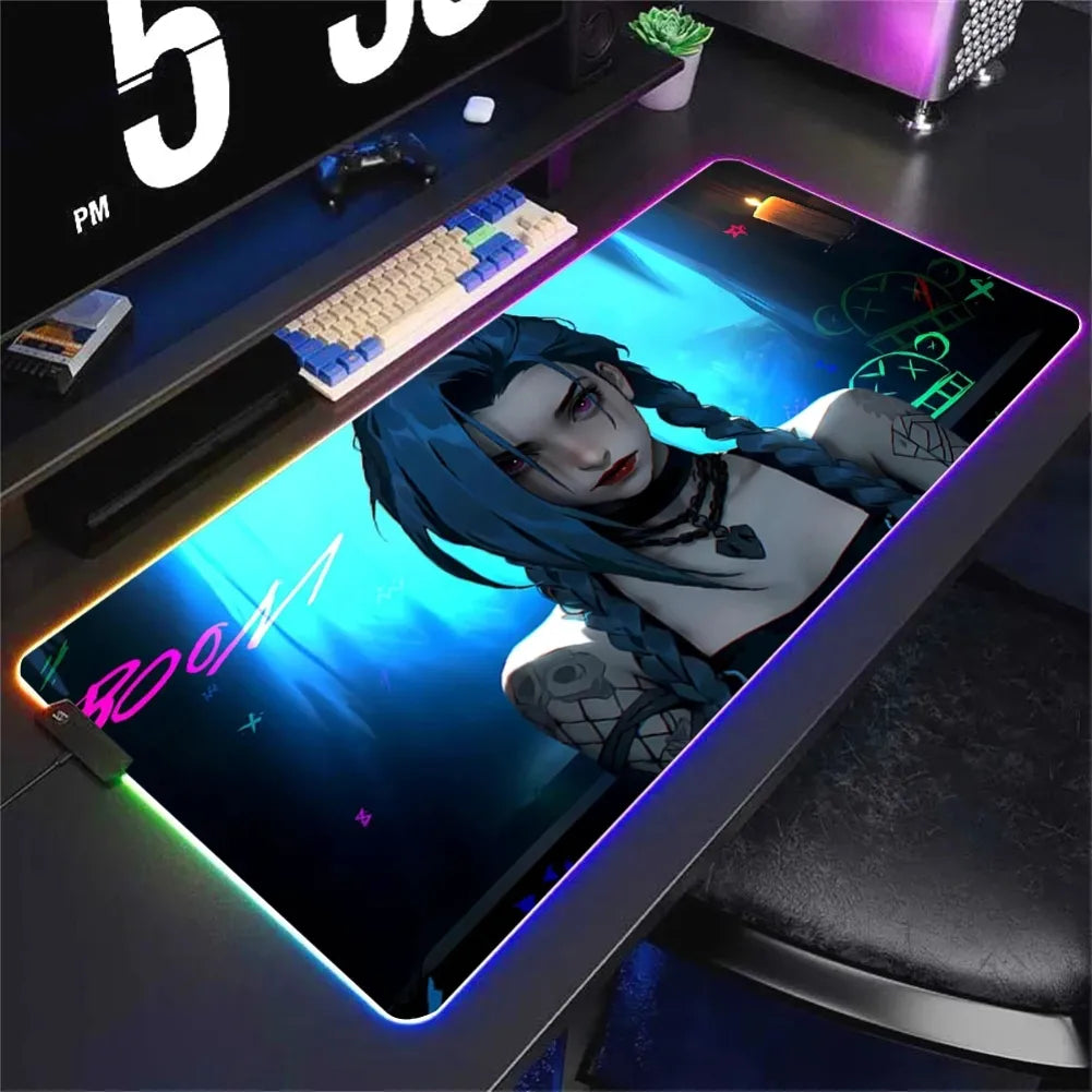 Tapis de Souris XXL RGB Jinx avec design League of Legends
