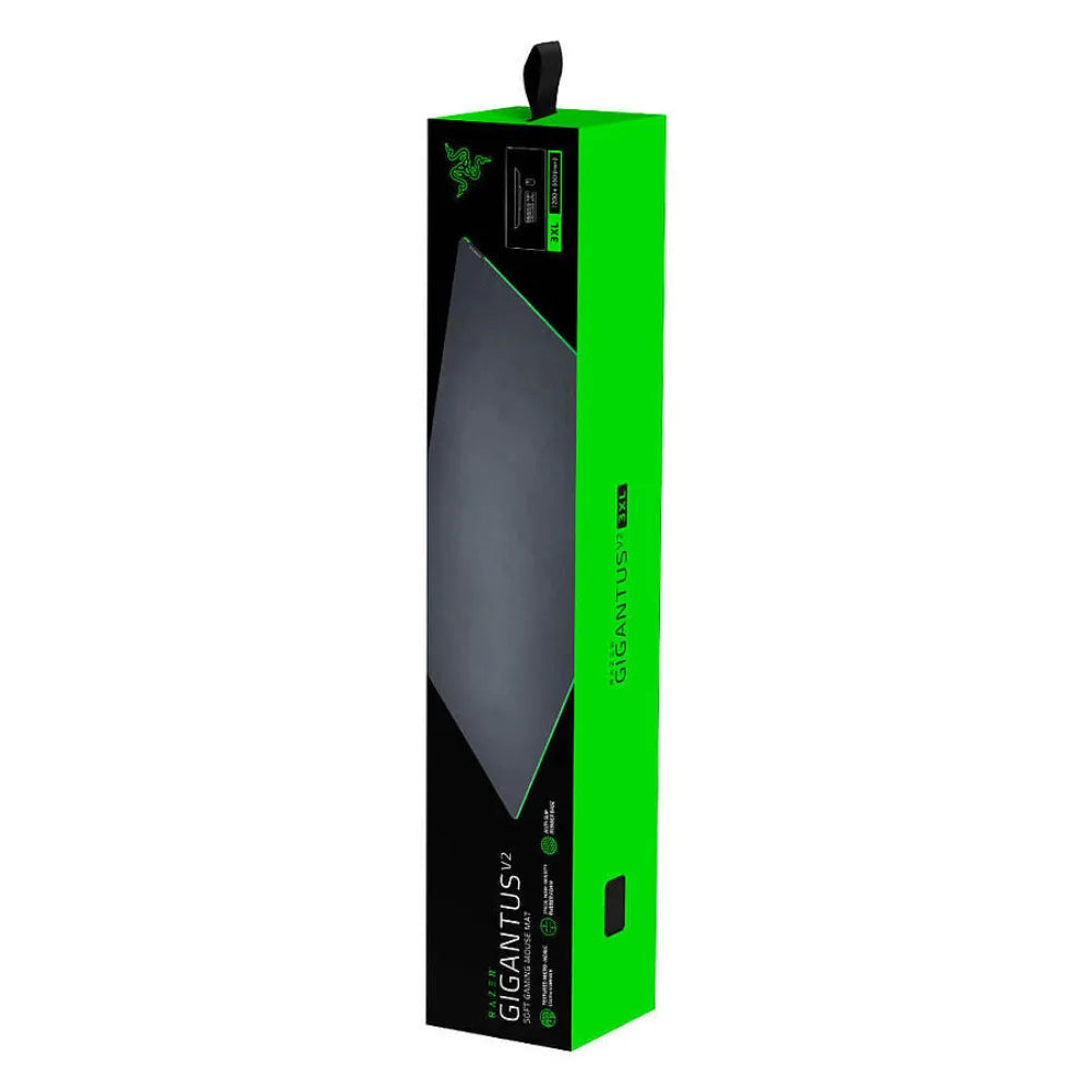 Emballage du tapis de souris gaming Razer Gigantus V2 XXL, conçu pour la précision et le contrôle.
