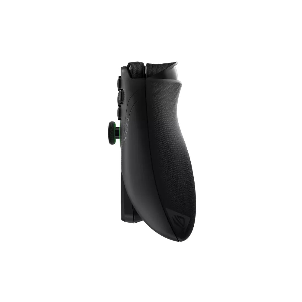 ROG Xbox Ally X – Console portable noire 120 Hz, VRR vue de côté du contrôleur ergonomique.