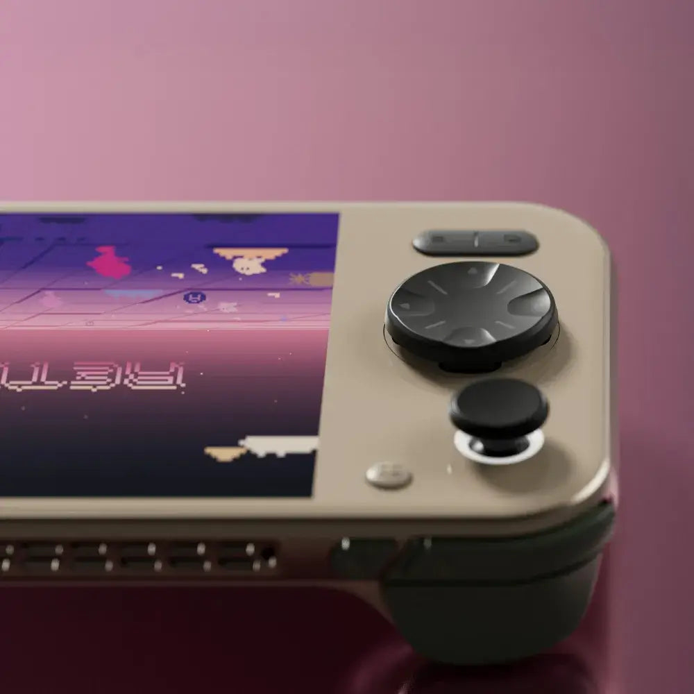 Console AYANEO Pocket S2 montrant sticks et écran 2K pour un gaming fluide.