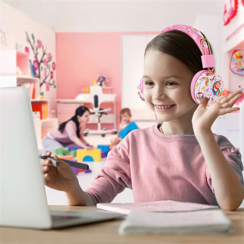 Casque audio enfant licorne rose parfait pour écouter des histoires ou de la musique