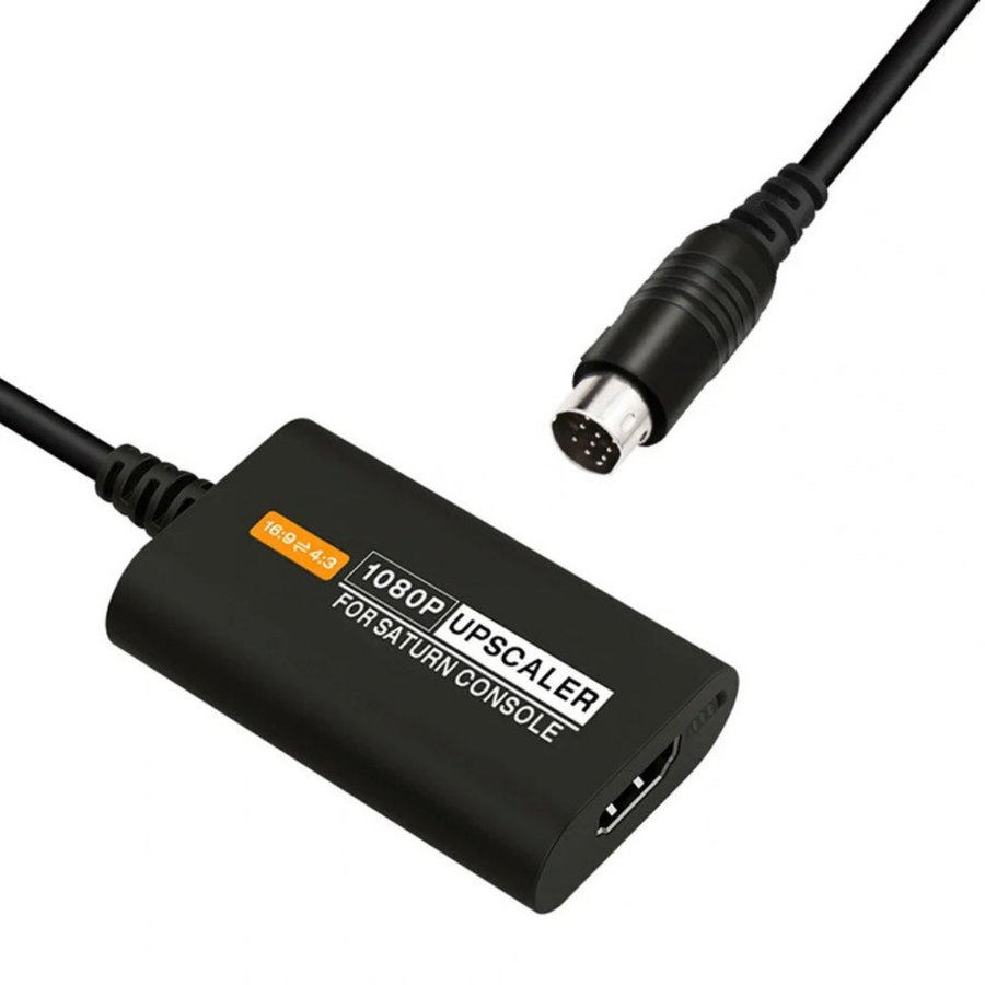 HDMI converter for Saturn with its cable and AV plug