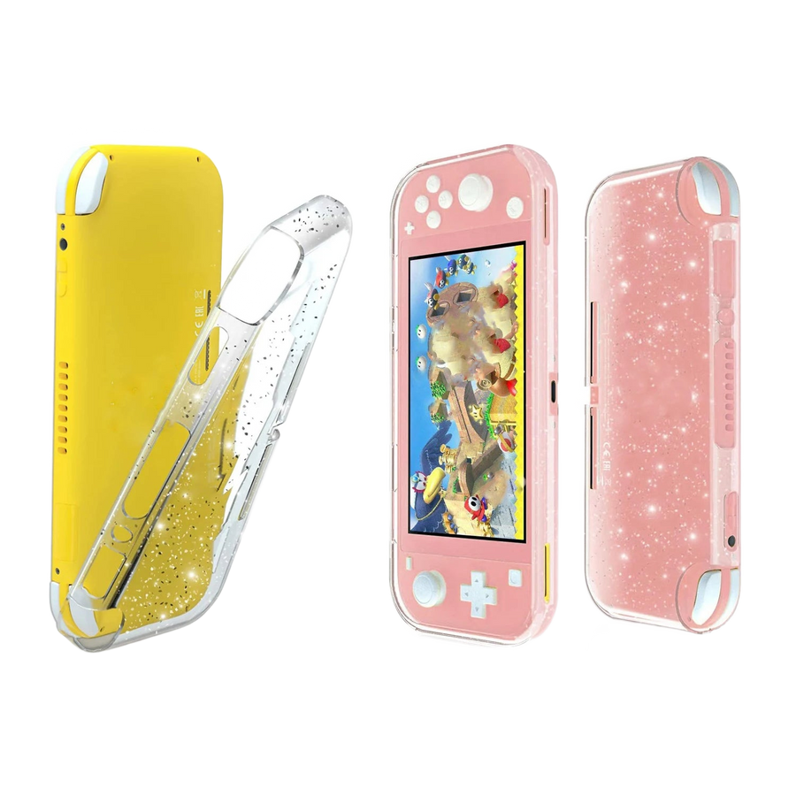 Coque arrière en TPU souple transparent parsemé de paillettes, moulée pour Switch Lite