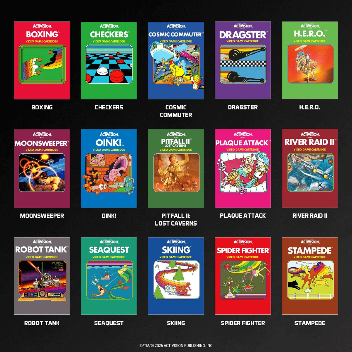 Les 15 jeux de la cartouche Evercade Activision Collection 2