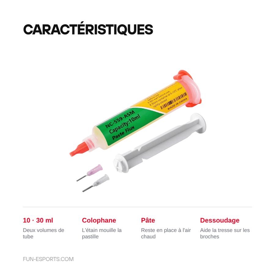 Caractéristiques — Flux de soudure à la colophane KEK 559 — tube 10 ou 30 ml