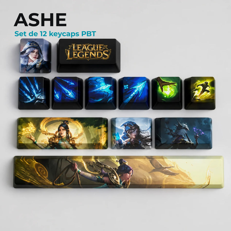 Ashe League of Legends Keycaps — PBT-Set mit 12 Tasten