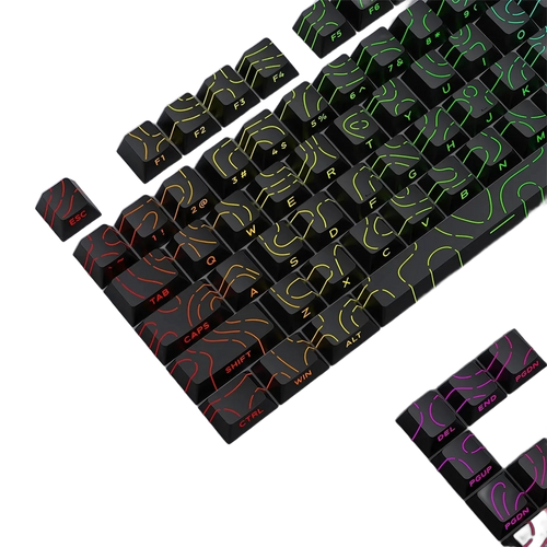 Topografische PBT-Keycaps — seitliche Beschriftung, MX-Stems
