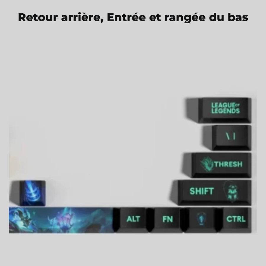 Thresh League of Legends keycaps — detail: Backspace, Enter and bottom row