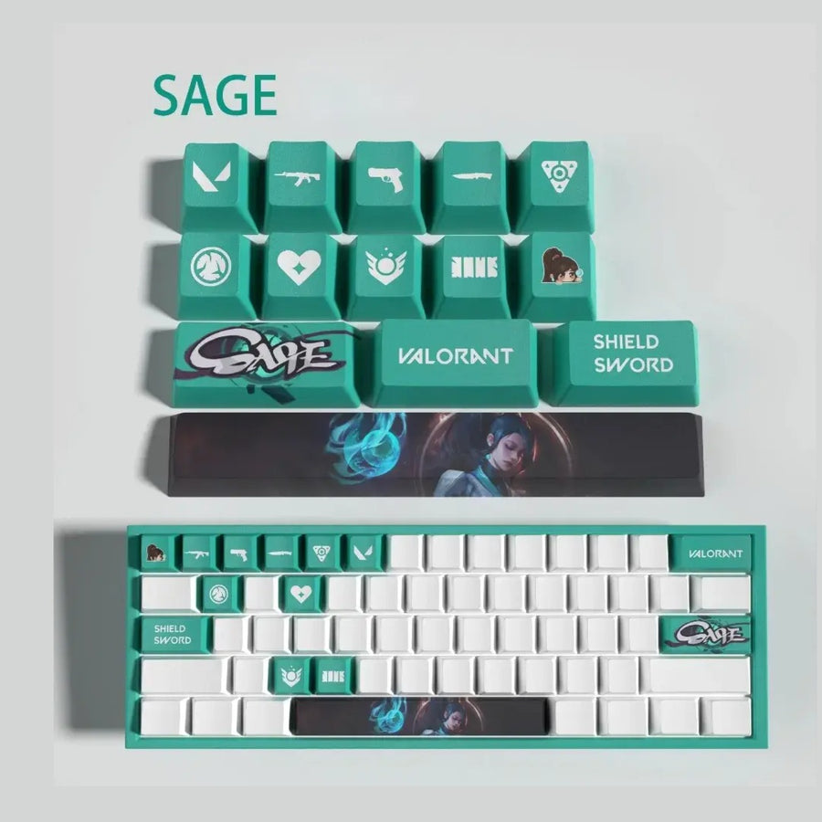 Set de 14 keycaps Valorant Sage en PBT ultra-résistant