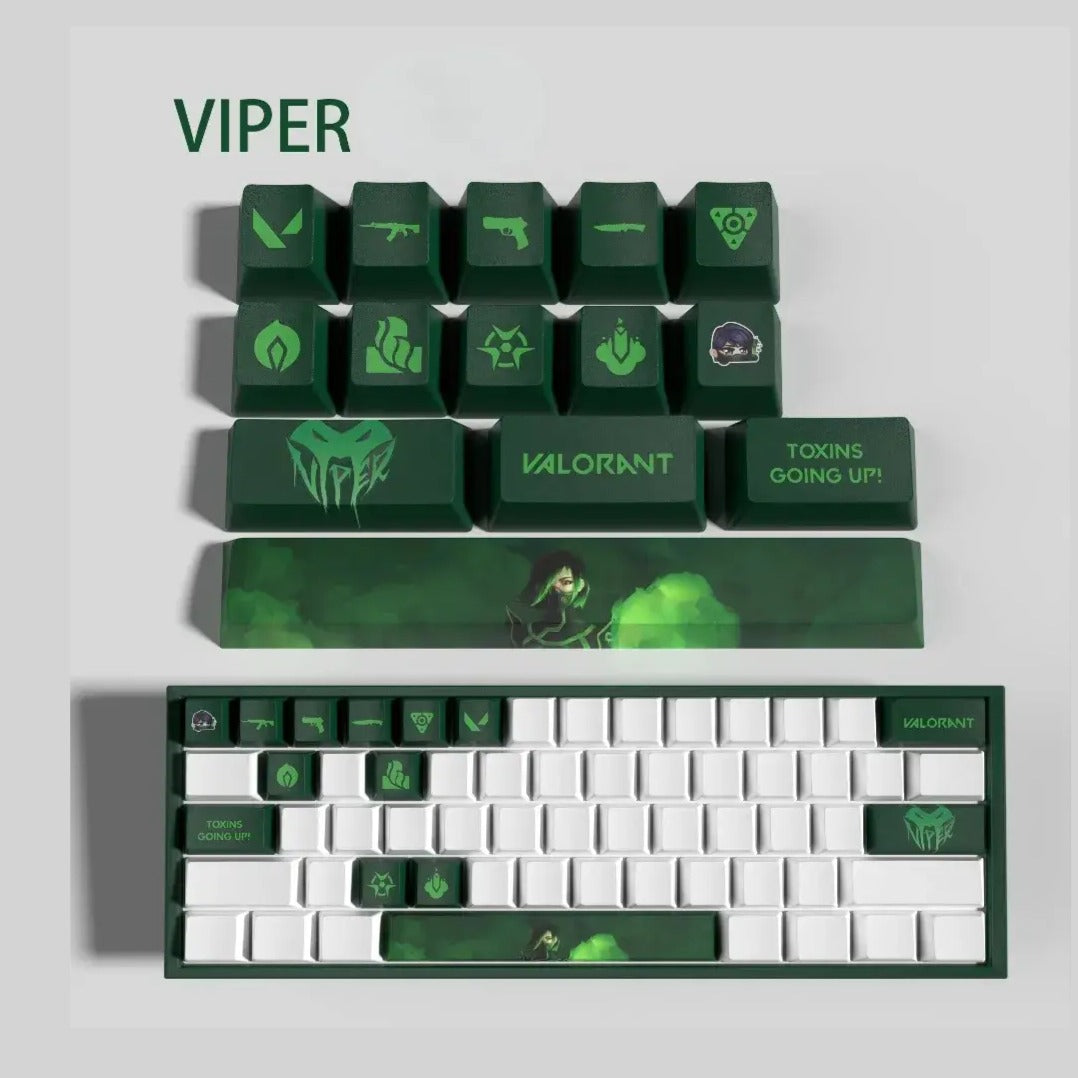 Set de 14 keycaps Valorant Viper en PBT ultra-résistant